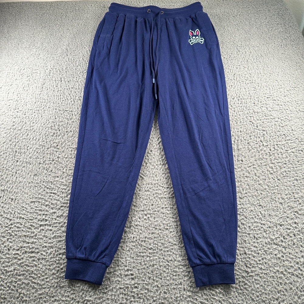 Psycho Bunny Men's Joggers Sweatpants Drawstring Casual Navy Blue Small‎